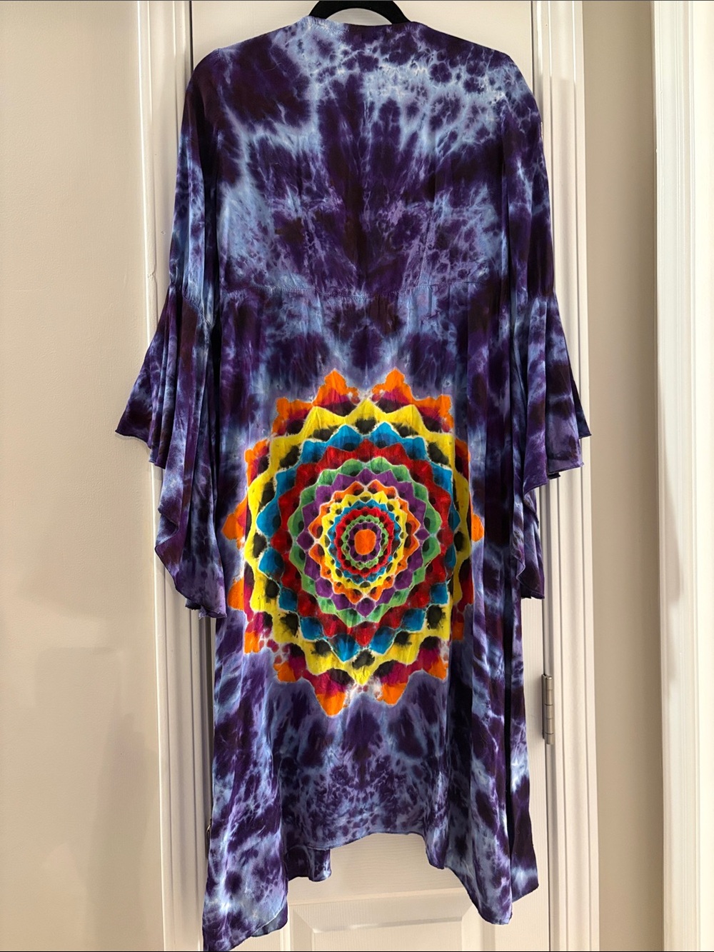 Purple Tie-Dye Kimono with Colorful Mandala - Picture 2 of 7